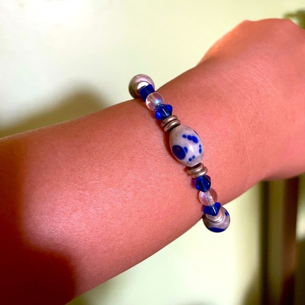 Sterling silver and bead bracelet